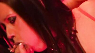 Horny slave gets her boobs and pussy touched and gives a blowjob