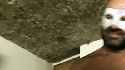 Beautiful blonde MILF with blindfold gets screwed by two guys