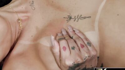 Tattooed brunette Agatha Reiss puts a BBC in her butthole