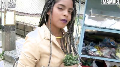Ana Ebano kneels down to suck that dick and gets screwed afterwards