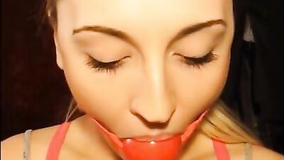 Nasty teen gets her mouth stuffed with panties, ball and duct tape