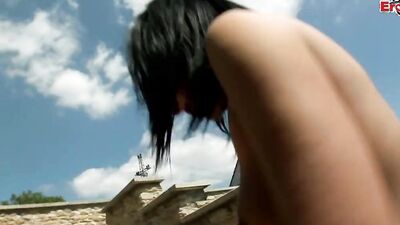 Mugur is injecting his enormous prick in that brunette's vagina