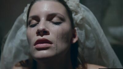 Forgotten bride is masturbating her tight muff until she squirts