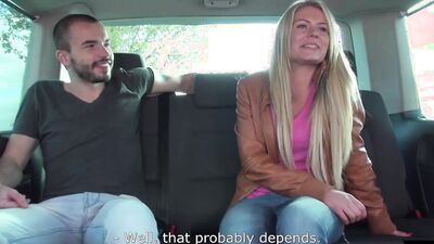 Good-looking blonde babe is getting shagged in the car