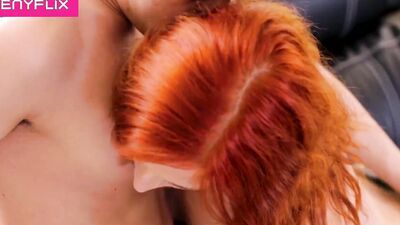 Petite redhead teen sucks and fucks her boyfriend's big phallus
