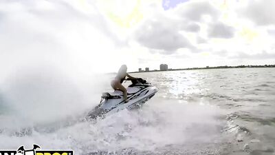 Kelsi Monroe fucks Tyler Steel on the speedboat and then on the coast