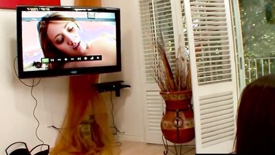 Glorious brunette Gabriella Paltrova sucks and fucks a huge dong