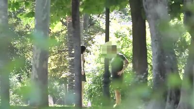 Skinny brunette is seducing random guys in a public place