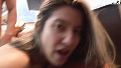 Flashy Colombian girl Ana Mesa gets nailed hard on the floor