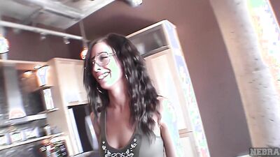Adorable brunette amateur inserts a dildo in her wet cunt