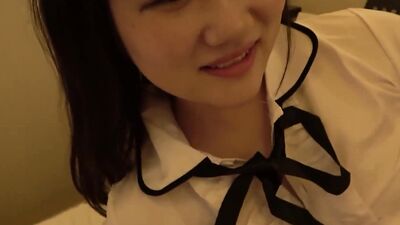 Asian teen sucks this cock and receives it in her pussy