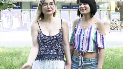 Two tight lesbians are sticking fingers and dildos in their holes