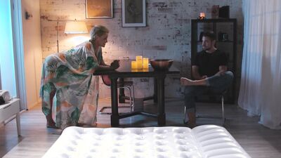 After being tit fucked, MILF Ryan Keely rides that hard cock