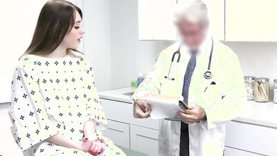 Cute amateur brunette babe is riding her perverted doctor's cock