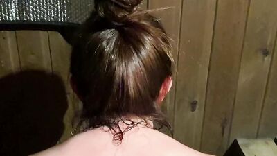 Amateur MILF is giving her stepson a bj in this close-up footage
