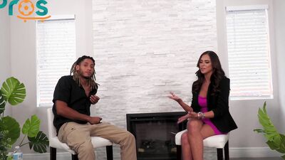 Armani Black and her partner are fornicating on the couch