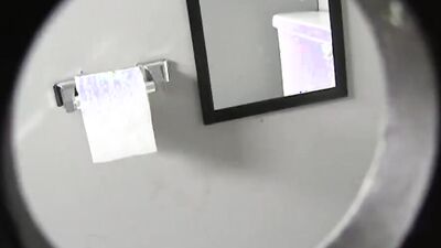 Halie James is sucking some huge dong inside the bathroom