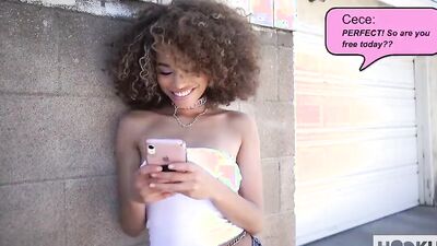 Curly haired Cecilia Lion gets her pinky cherry nailed with a schlong
