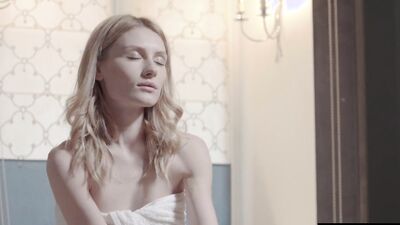 Lovely Gerda rubs her cherry in front of the camera