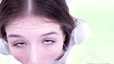 Lovely babe sucks dick and wraps her puss around it in POV