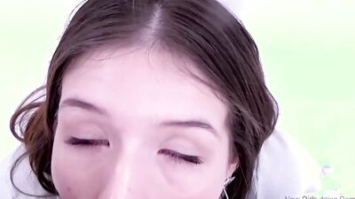 Lovely babe sucks dick and wraps her puss around it in POV