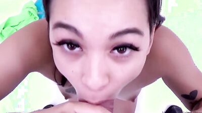 Lovely Latina sucks dude's schlong and gets bonked in POV