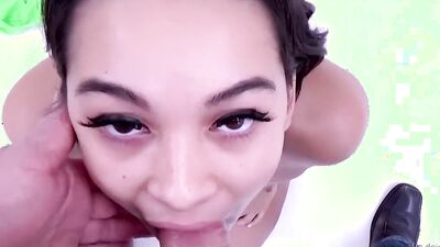 Lovely Latina sucks dude's schlong and gets bonked in POV