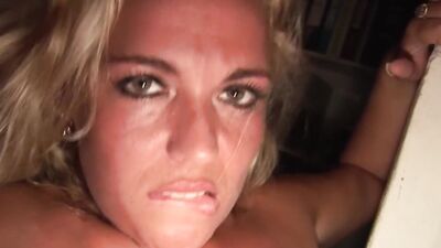 Amateur slutty blonde gets her puss destroyed in this hardcore scene
