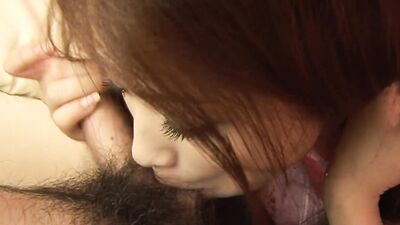 Beautiful Japanese chick is giving her lovely boyfriend a nice bj