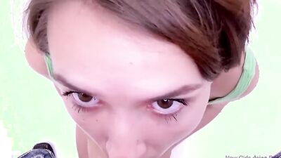 Close-up video of lovely chick sucks mate's dick and gets bonked
