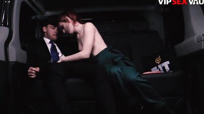 Vanessa is riding limo driver's cock on a back seat