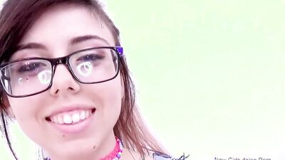 Nerdy babe sucks boyfriend's prick in POV and rides it afterwards
