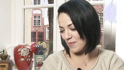 Lovely German babe is having fun in her solo action