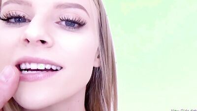 Stunning blonde babe is sucking cock and gets shagged in POV