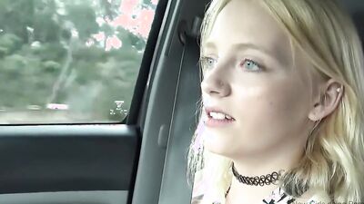 Cute blonde teen is sucking chap's prick in a POV