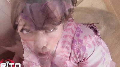 Cute Japanese girl gets her hairy cherry drilled with a prick