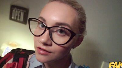 Naughty blonde chick is getting her puss nailed with a fat cock