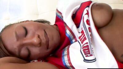 Ebony cheerleader Nevaeh is getting fucked by a horny dude