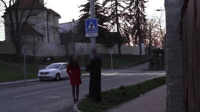 Slutty European babe is riding stranger's hard prick in the car