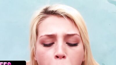 Busty blonde babe is getting fucked hard by a lucky stranger