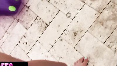 Busty blonde babe is getting fucked hard by a lucky stranger