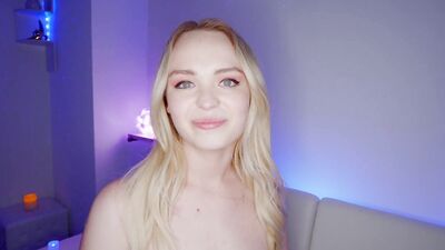 Smoking hot blonde babe is playing with dude's big dick in POV
