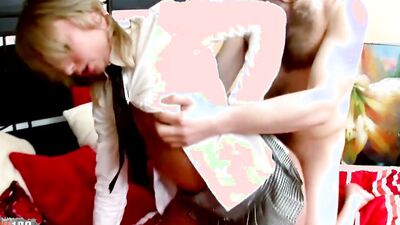 Cute blonde teen gets her puss nailed with college bud's piston