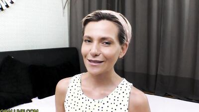 Lovely European MILF is craving for lucky stranger's hard prick