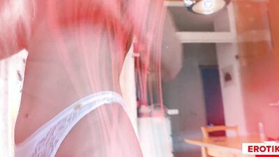 Lovely blonde babe is licking and sucking her boyfriend's dick in POV
