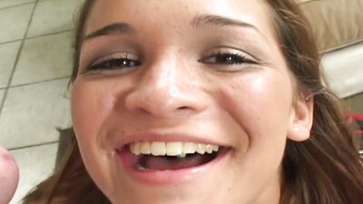 Teen Isabella gets her pinky hole stretched with an older guy's schlong