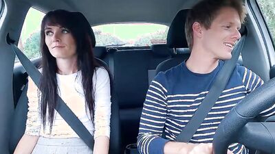 Lovely babe sucks stranger's cock on a backseat and gets fornicated