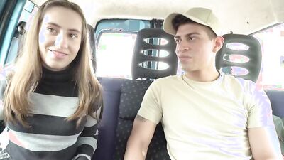 Lovely Carolina is riding lad's hard dick out in the open