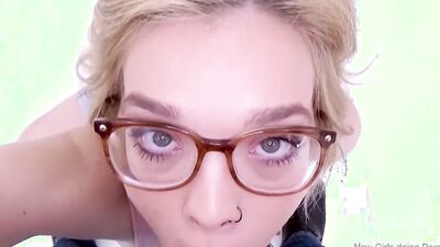 Nerdy babe is playing with hard piston in this hot POV