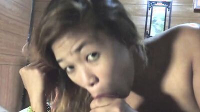 Cock hungry Thai babe is playing with stranger's hard wood